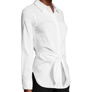 Bailey 44 Button Down Tie Front White Shirt Small Old Money Quiet Luxury Elegant